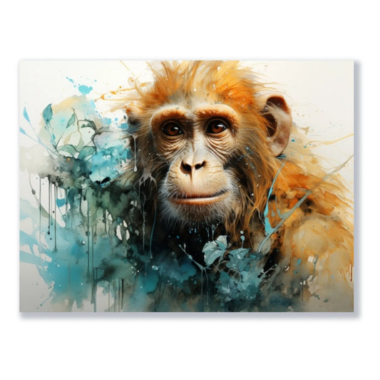 Wandbild Affe im Farbaquarell freigestellt