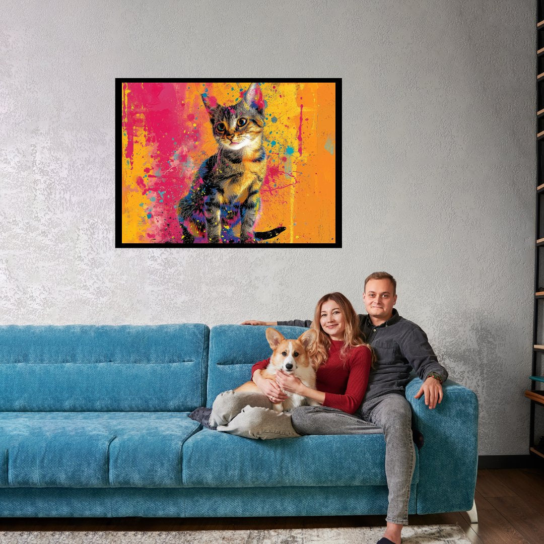 Farbenfrohe Katzenneugier 30x40 cm / 12x16″ / Poster auf halbmattem Papier