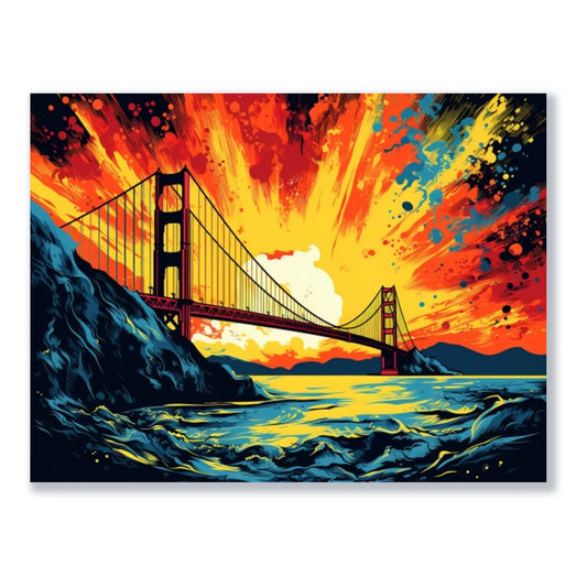 Wandbild Farbexplosion der Golden Gate Bridge freigestellt
