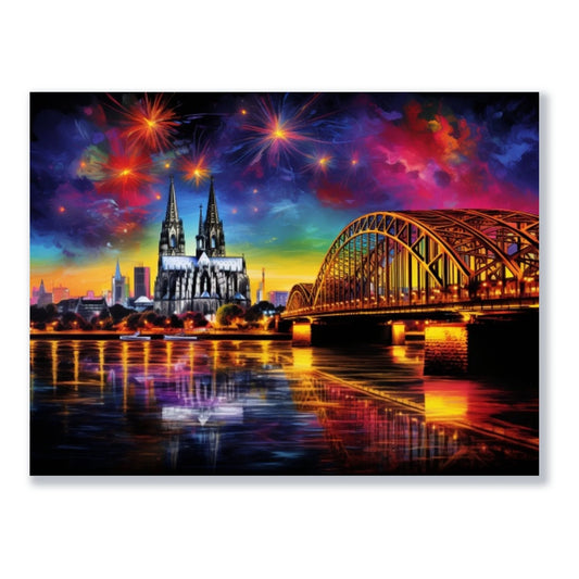 Wandbild Feuerwerk über Köln freigestellt