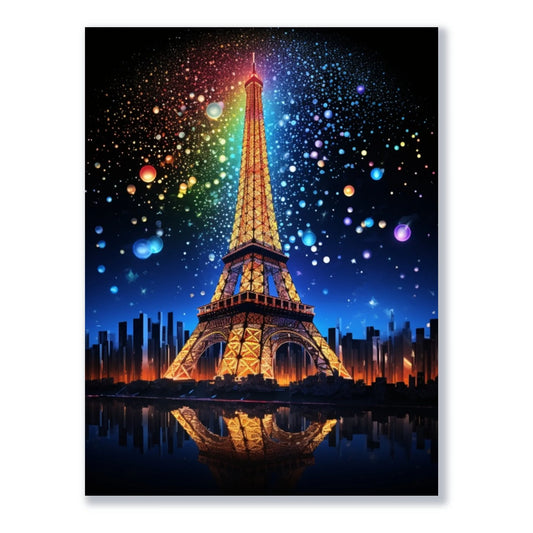 Wandbild Magisches Lichtspektakel am Eiffelturm freigestellt