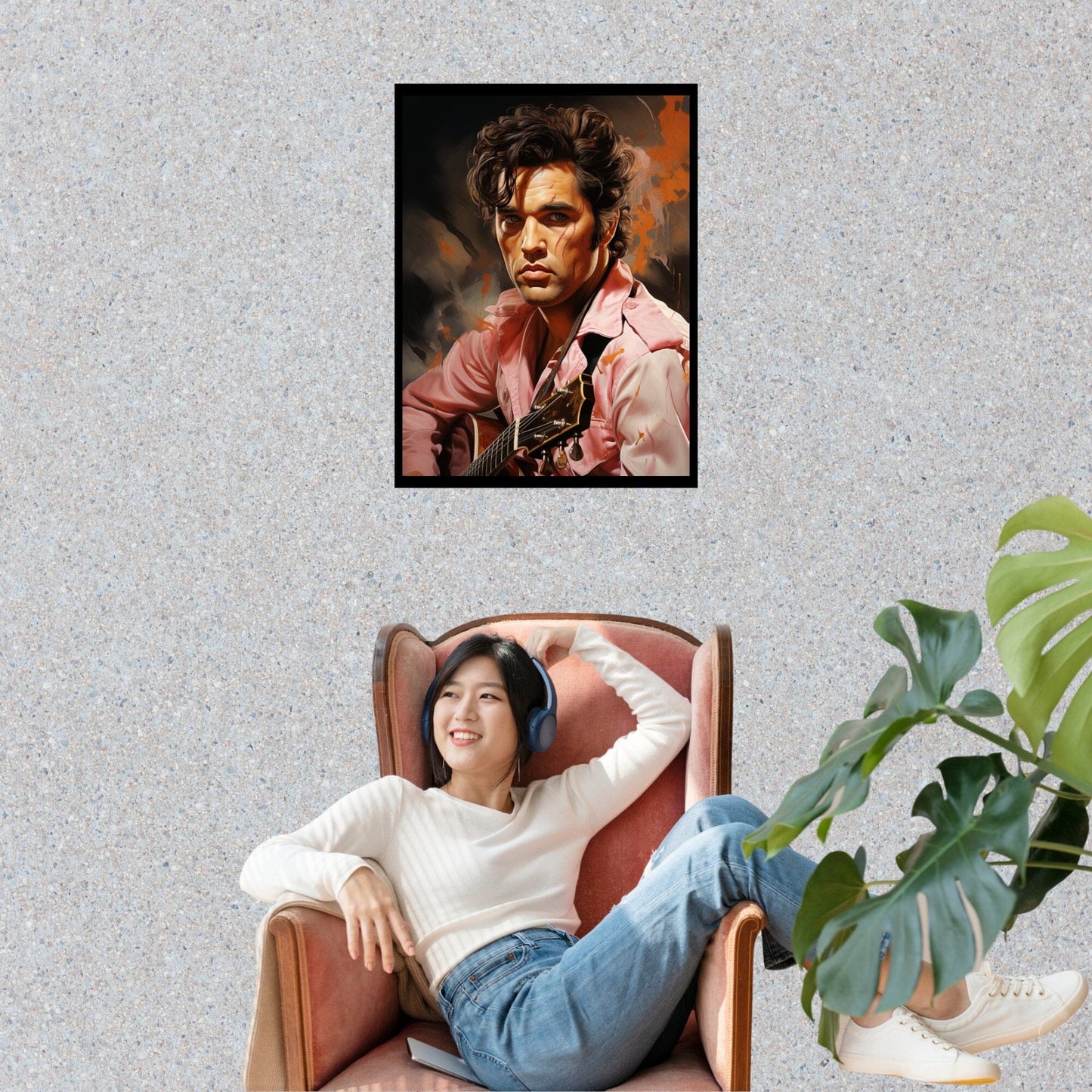 Elvis' Melodische Magie ein Bild aus der collections Portrait und Menschen als Poster mit Rahmen