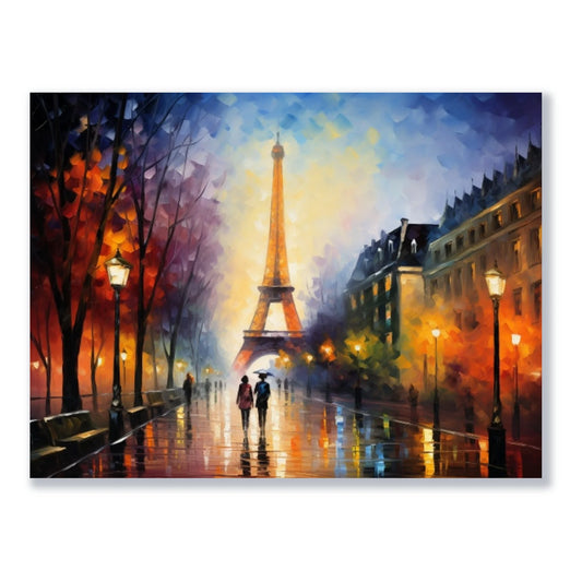 Wandbild Romantischer Regen in Paris freigestellt