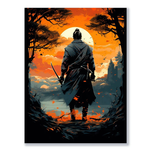Wandbild Samurai der Glühenden Entschlossenheit freigestellt