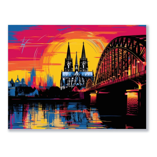 Wandbild Sonnenuntergang über dem Kölner Dom freigestellt