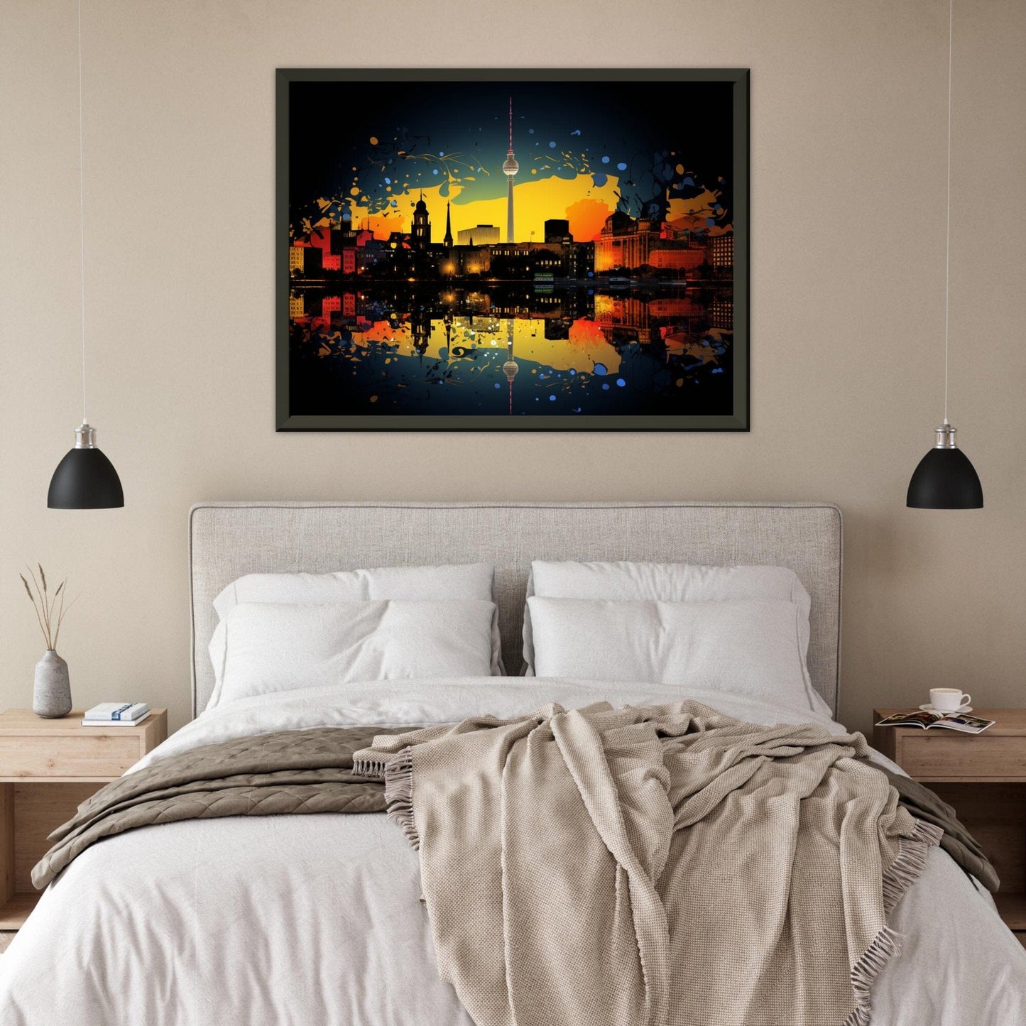 Farbenfrohe Skyline von Berlin ein Bild aus der collections Stadt und Landschaft als Poster im Wohnzimmer