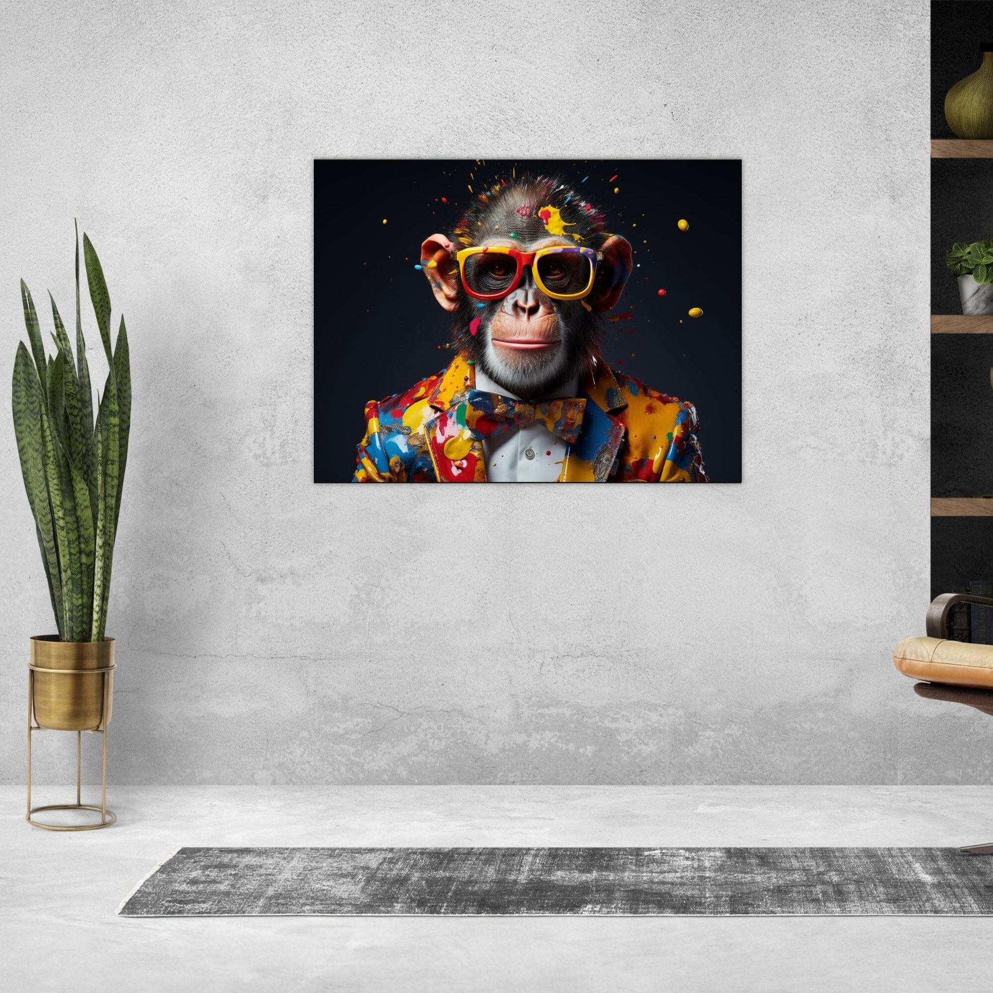 Affe im bunten Look ein Bild aus der collections Tierbilder als Poster mit Rahmen