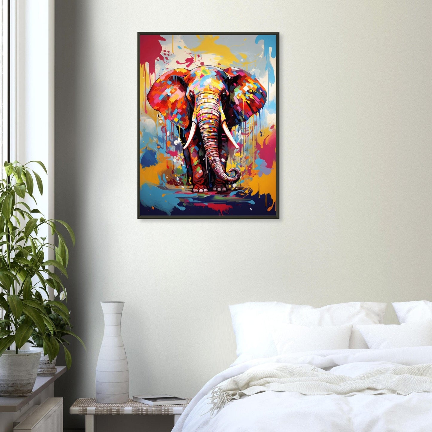 Elefantenfarben in Aquarell ein Bild aus der collections Tierbilder als Poster im Wohnzimmer