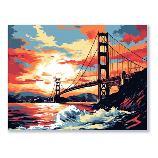Wandbild Zauber des Sonnenuntergangs über der Golden Gate Bridge freigestellt