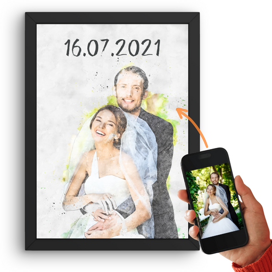 Hochzeit Gemälde Aquarell vom Foto als personalisierte Bilder