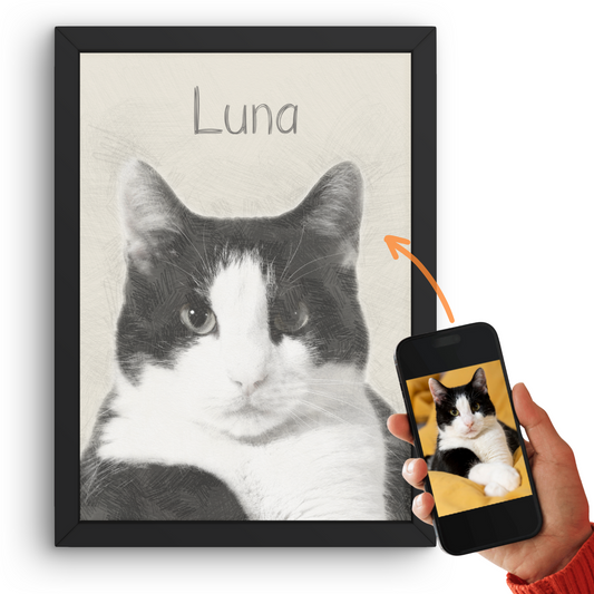 Katze Portrait Bleistiftzeichnung vom Foto als personalisierte Bilder