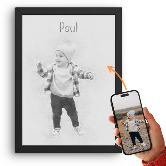 Kinder Portrait Bleistiftzeichnung vom Foto als personalisierte Bilder