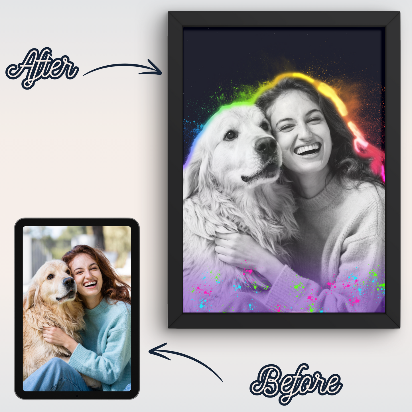 Hund Portrait Color Festival vom Foto als personalisierte Bilder
